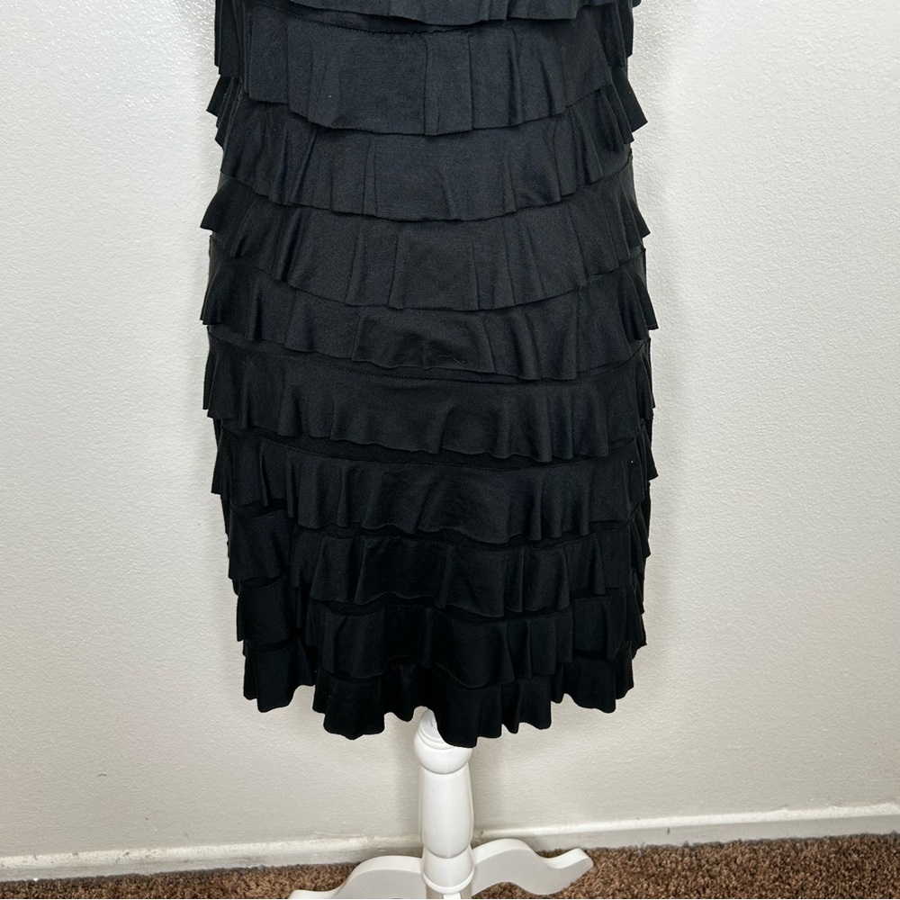 Express Womens Black Sleeveless Tiered Mini Bodycon Dress Scoop Neck Size M LBD - Picture 7 of 9